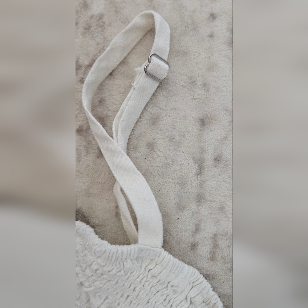 Universal Threads White Adjustable Strap, Rouched Top Midi Sun Dress - Picture 4 of 5